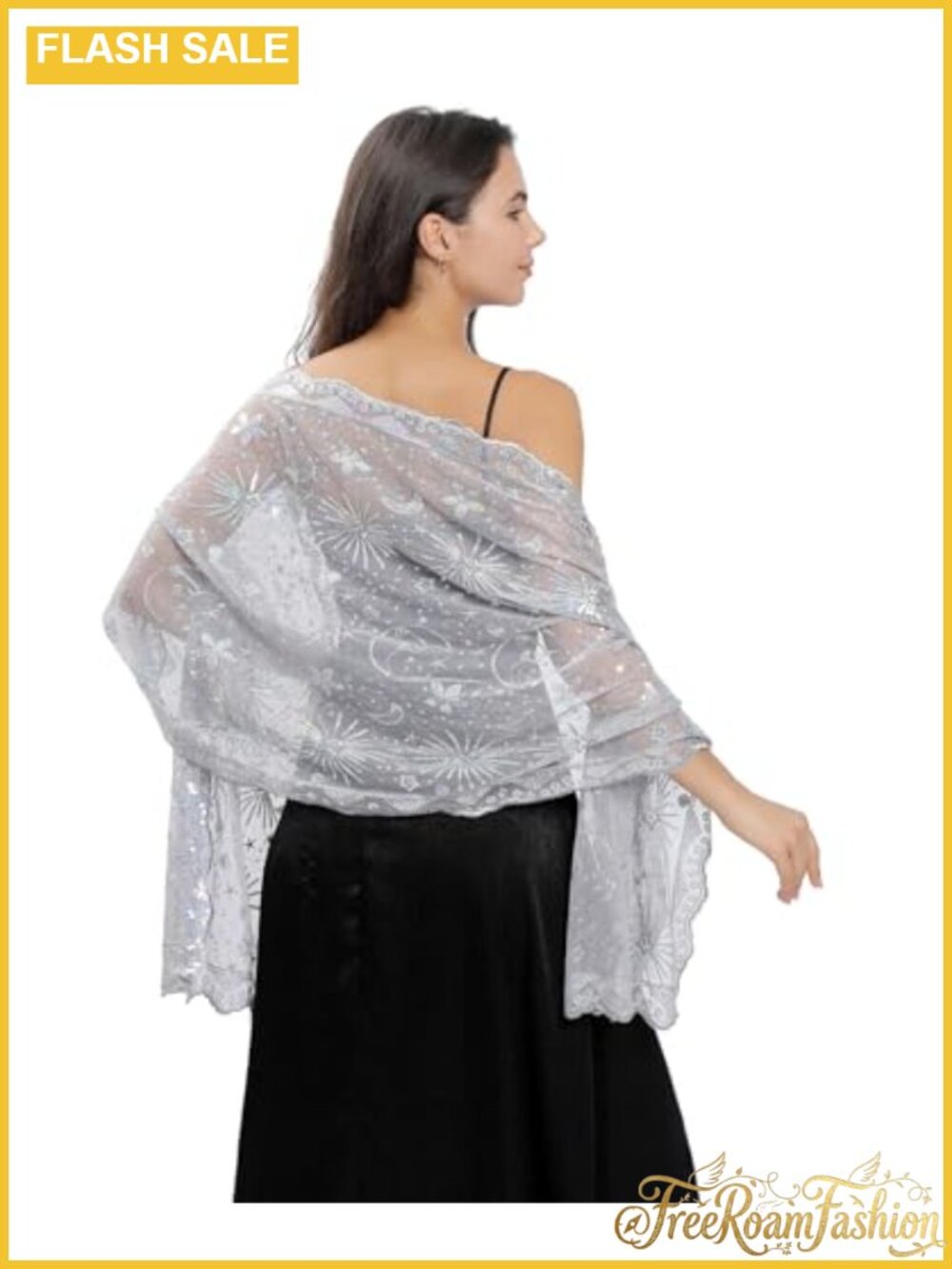Sequin Deco Wedding Scarf Bride 1920s Shawl Evening Party Wrap